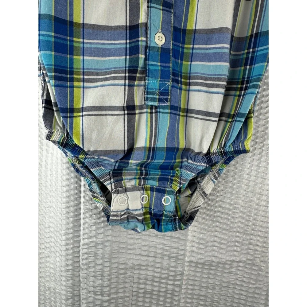 OshKosh B'Gosh‎ Baby Boy Plaid Short Sleeve Bodysuit One Piece 24 Months